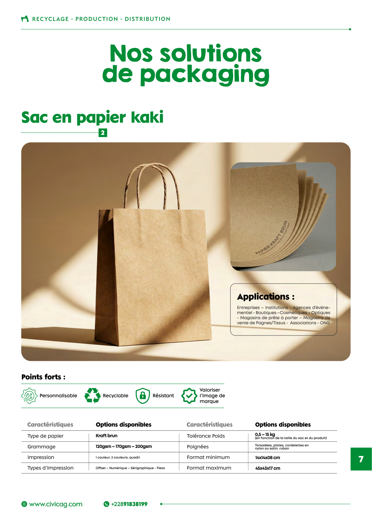 Sac en papier kaki