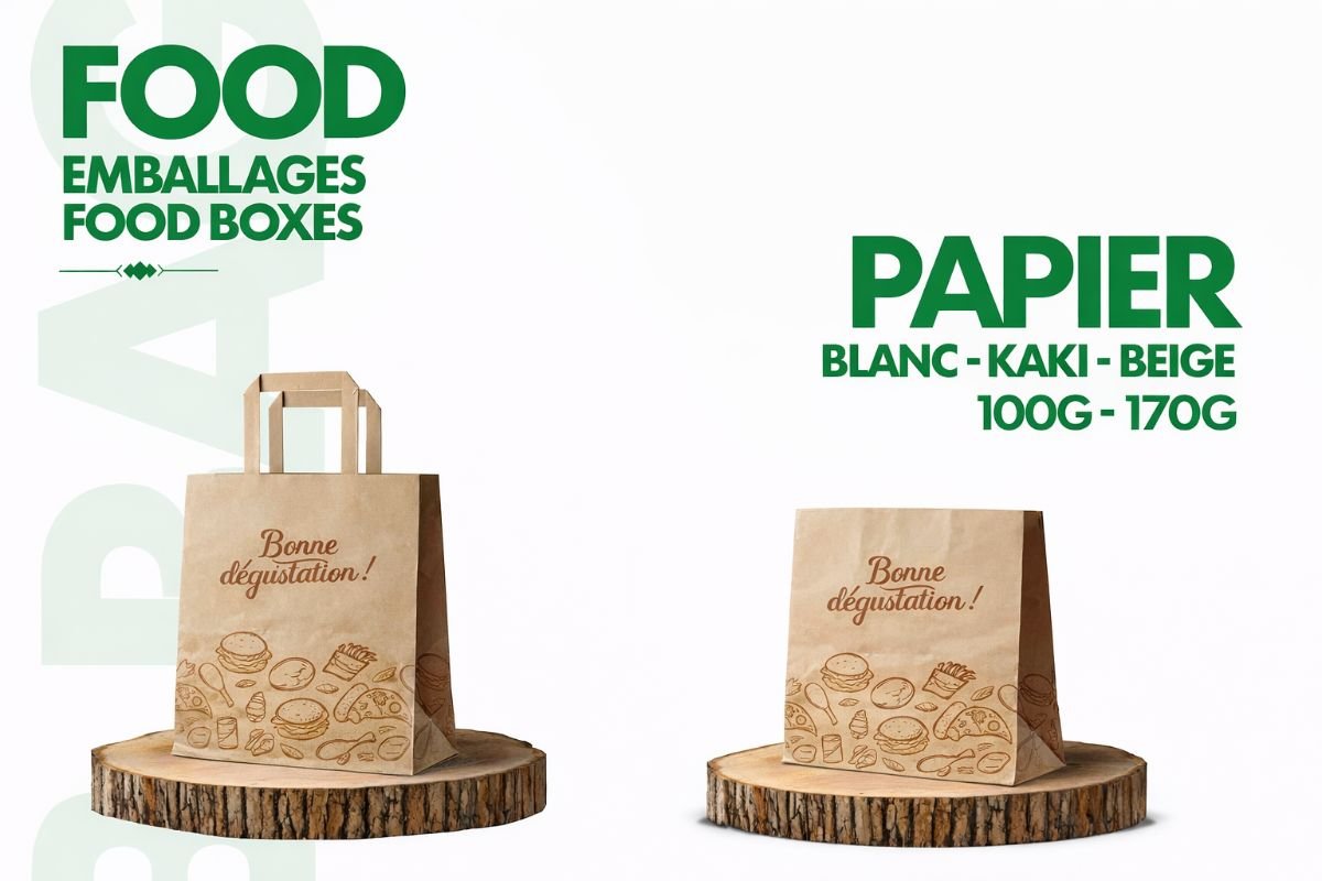 FOOD BAG PAPIER (BLANC - KAKI - BEIGE 100G-170G) - Emballage responsable CivicBag